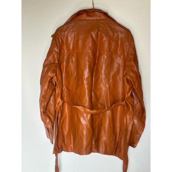 Vintage Fingerhut Fashion Jacket Cognac Brown Vinyl Coat men’s sz Large - Picture 5 of 7